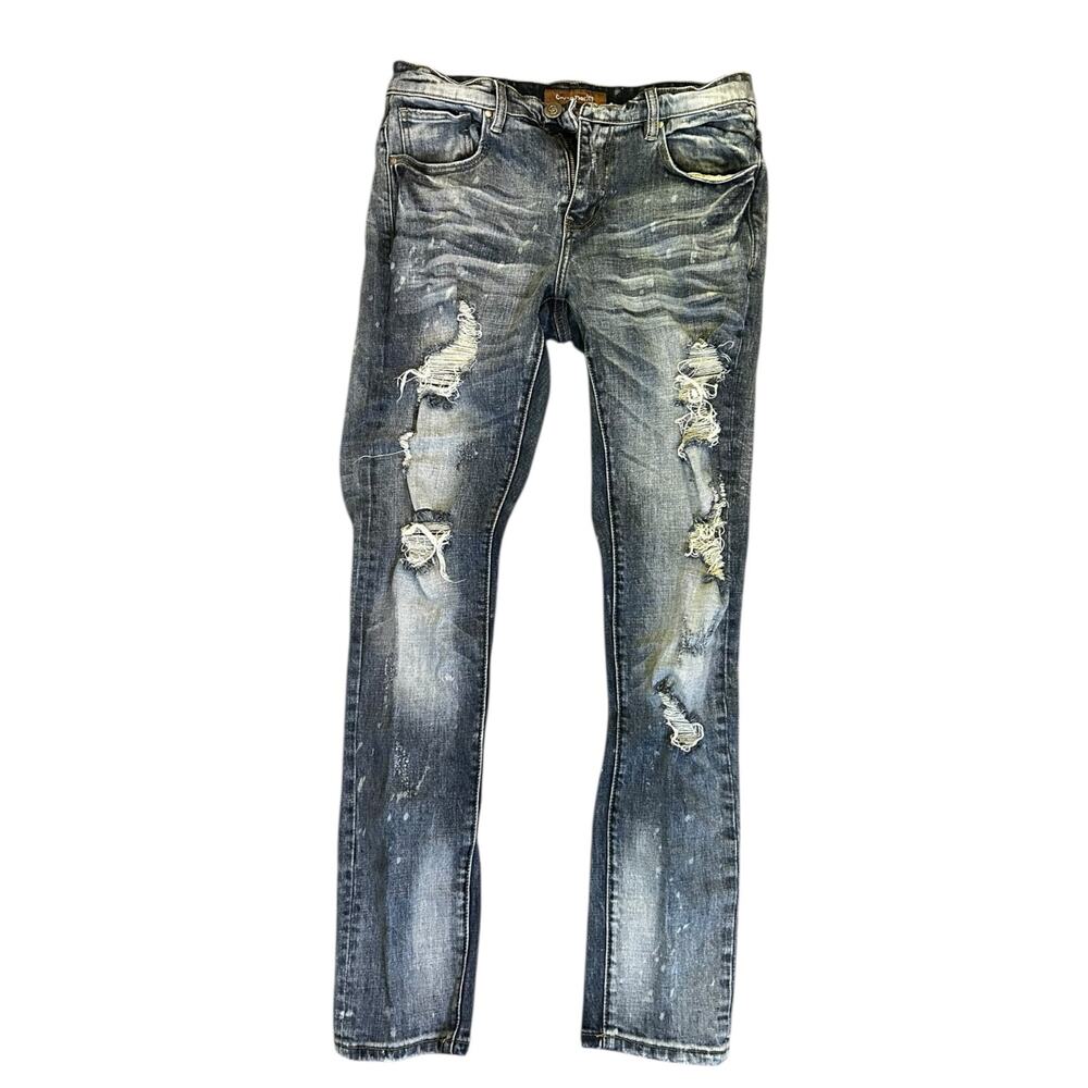 Crisp Denim Distressed Streetwear Light Wash Skinny Jeans Size 32 x 33